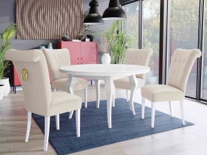 Stół rozkładany Botiler 140x80 z 6 krzesłami ST67 z kołatką 09