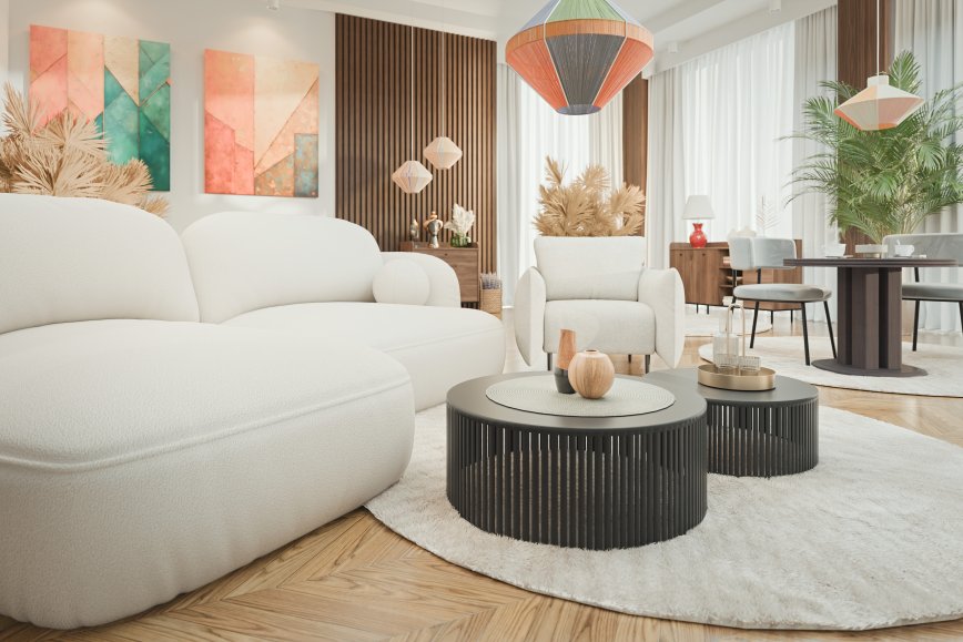 Salon w stylu Mid-Century Modern