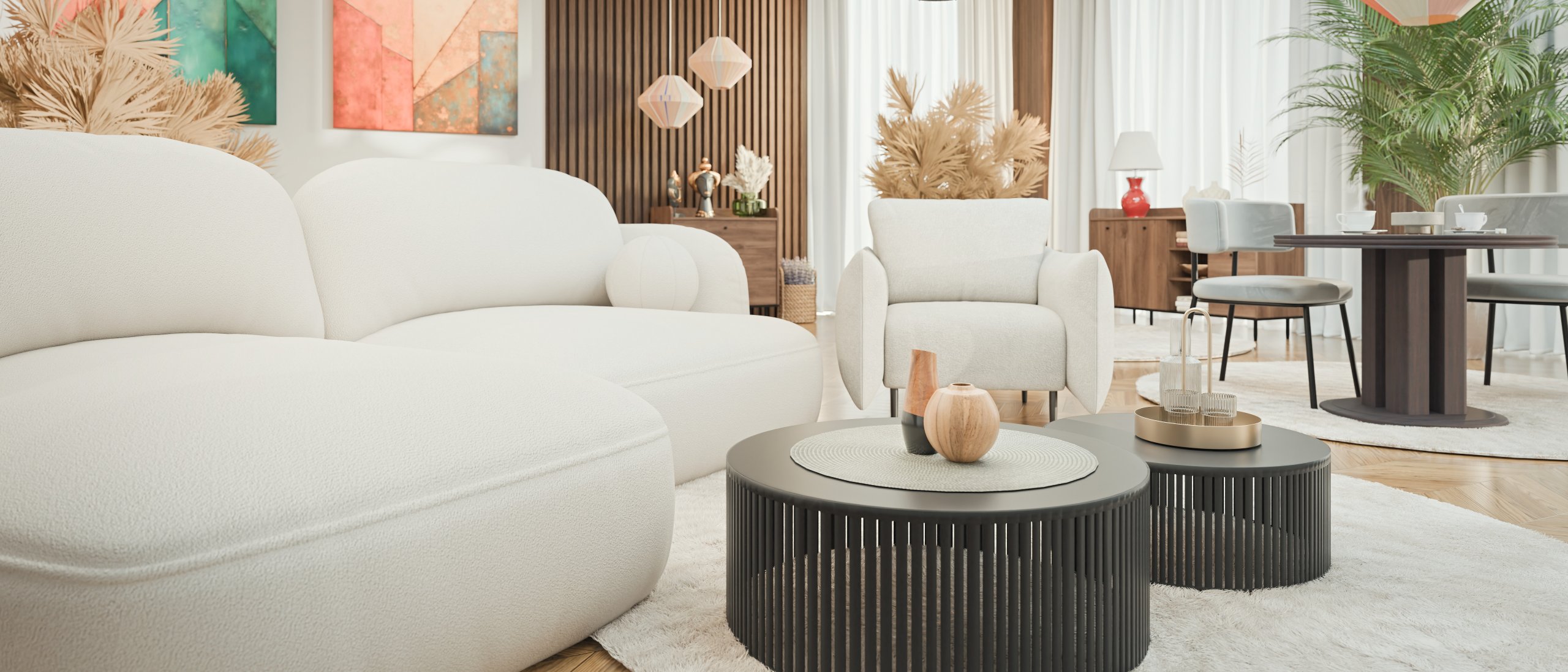 Salon w stylu Mid-Century Modern